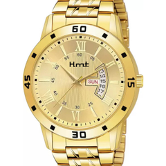 Men’s Golden Dial Metal Strap Wrist Watch