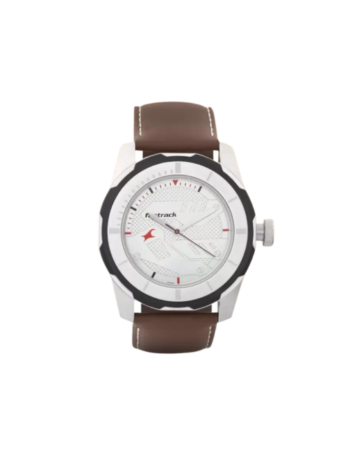 Men’s Black Leather Strap Analog Watch | Premium White Dial Stylish Wrist Watch