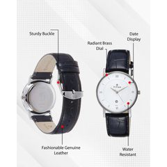 Men’s Brown Leather Strap Analog Watch | White Dial Classic Premium Wrist Watch