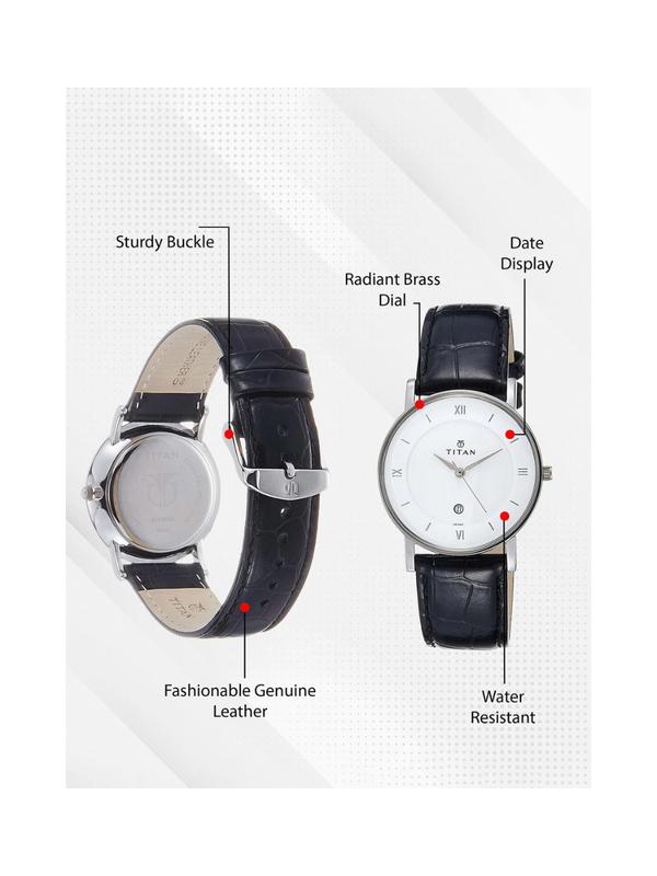 Men’s Brown Leather Strap Analog Watch | White Dial Classic Premium Wrist Watch