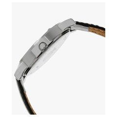 Men’s Brown Leather Strap Analog Watch | Classic Silver Dial Premium Wrist Watch