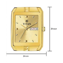 Titan Men’s Gold Stainless Steel Rectangular Analog Watch | Champagne Dial Premium Wrist Watch