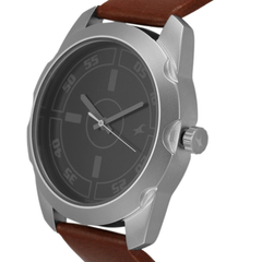 Men’s Brown Leather Strap Analog Watch | White Dial Premium Classic Wrist Watch