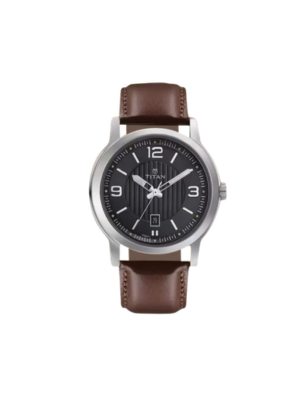 Men’s Brown Leather Strap Analog Watch | Silver Dial Classic Premium Wrist Watch