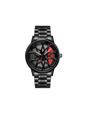 Men’s Black Dial Metal Strap Wrist Watch