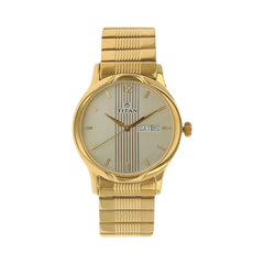 Men’s Gold Stainless Steel Analog Watch | Champagne Dial Premium Elegant Wrist Watch
