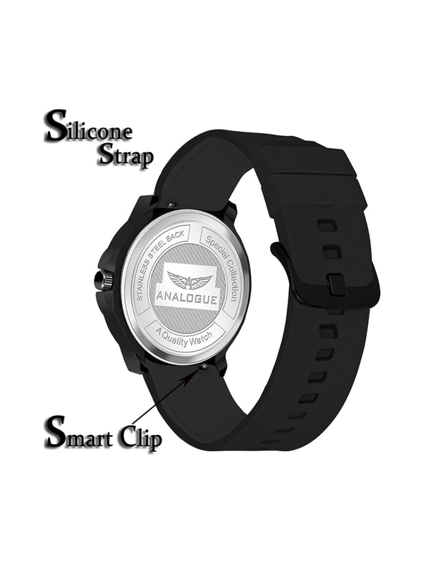 Boys Black Dial Silicone Strap Wrist Watch