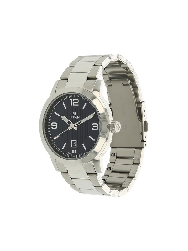 Men’s Silver Stainless Steel Analog Watch | Black Dial Premium Elegant Wrist Watch