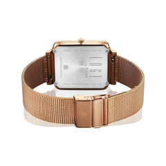 Men’s Rose Gold Square Dial Stainless Steel Watch | White Dial Premium Watch