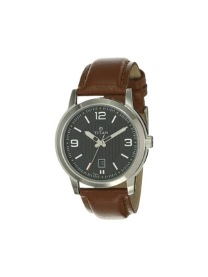 Men’s Brown Leather Strap Analog Watch | Silver Dial Classic Premium Wrist Watch
