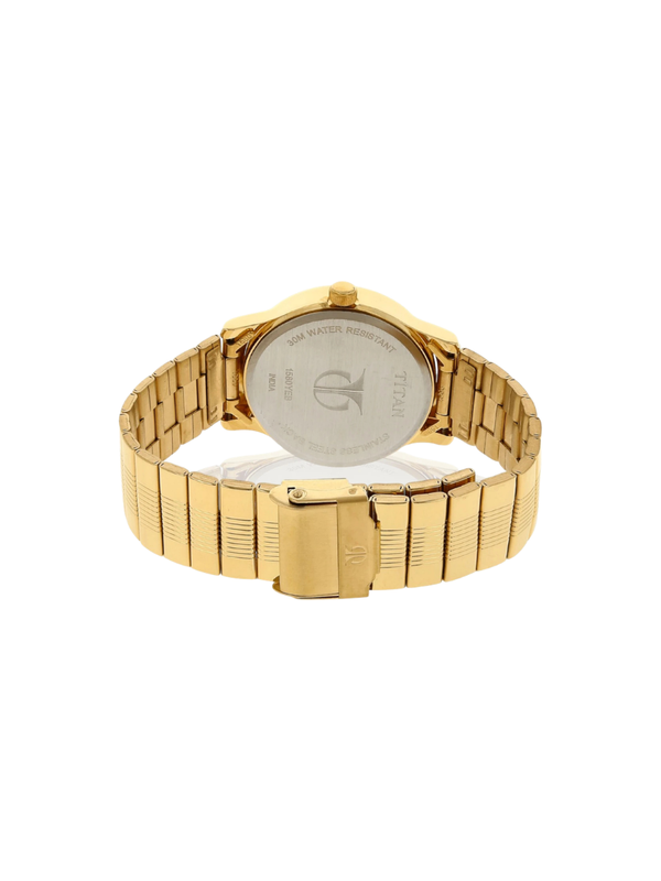 Men’s Gold Stainless Steel Analog Watch | Champagne Dial Premium Elegant Wrist Watch