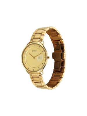 Men’s Gold Tone Analog Watch with Champagne Dial | Premium Stainless Steel Wrist Watch