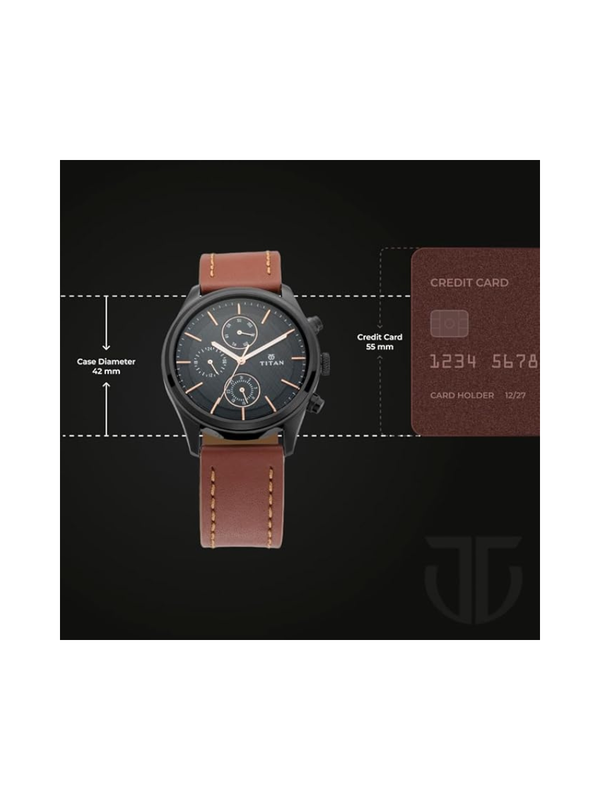 Men’s Black Leather Strap Analog Watch | Elegant White Dial Premium Wrist Watch