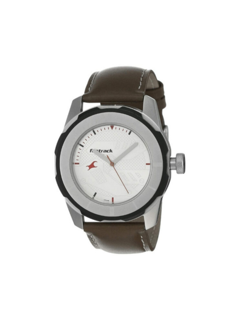 Men’s Black Leather Strap Analog Watch | Premium White Dial Stylish Wrist Watch