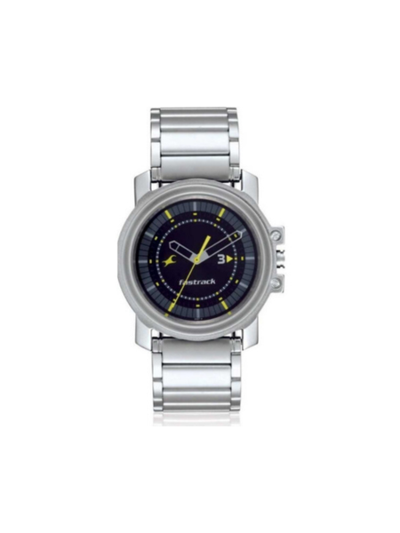 Men’s Silver Stainless Steel Analog Watch | Black Dial Premium Stylish Wrist Watch