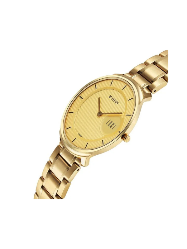 Men’s Gold Tone Analog Watch with Champagne Dial | Premium Stainless Steel Wrist Watch