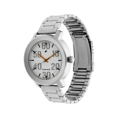 Men’s Silver Stainless Steel Analog Watch | Premium White Dial Elegant Wrist Watch