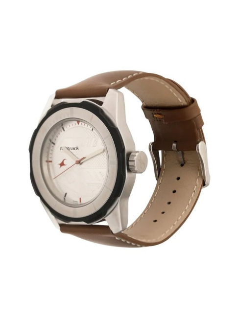 Men’s Black Leather Strap Analog Watch | Premium White Dial Stylish Wrist Watch