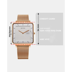 Men’s Rose Gold Square Dial Stainless Steel Watch | White Dial Premium Watch