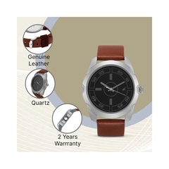 Men’s Brown Leather Strap Analog Watch | White Dial Premium Classic Wrist Watch