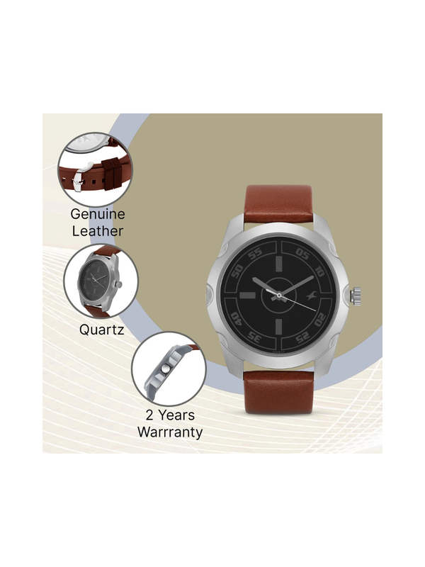Men’s Brown Leather Strap Analog Watch | White Dial Premium Classic Wrist Watch