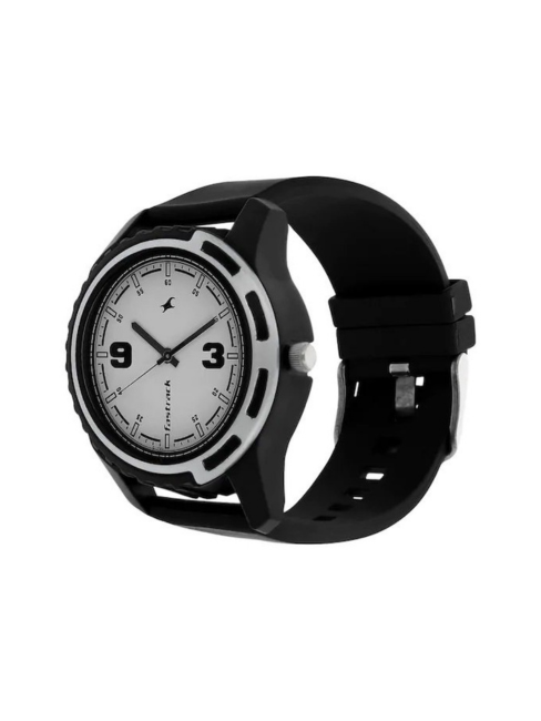 Men’s Black Leather Strap Analog Watch | White Dial Premium Classic Wrist Watch