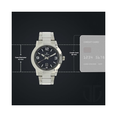 Men’s Silver Stainless Steel Analog Watch | Black Dial Premium Elegant Wrist Watch