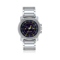 Men’s Silver Stainless Steel Analog Watch | Black Dial Premium Stylish Wrist Watch