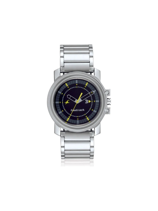 Men’s Silver Stainless Steel Analog Watch | Black Dial Premium Stylish Wrist Watch