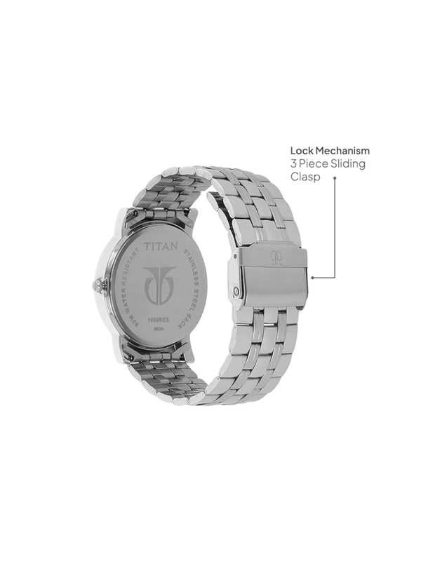 Men’s Silver Stainless Steel Analog Watch | Premium Blue Dial Stylish Wrist Watch