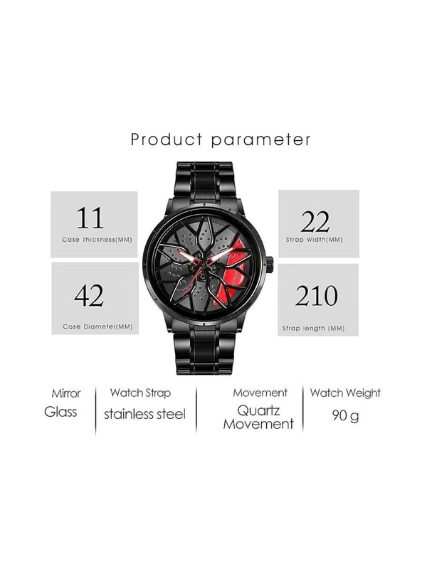 Men’s Black Dial Metal Strap Wrist Watch