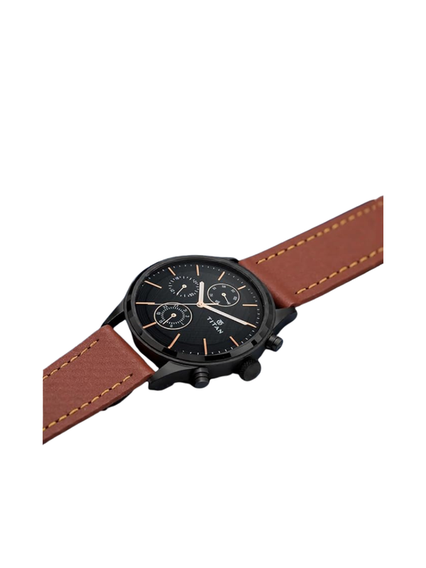 Men’s Black Leather Strap Analog Watch | Elegant White Dial Premium Wrist Watch
