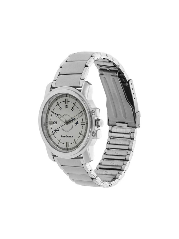 Men’s Silver Stainless Steel Analog Watch | Premium Black Dial Stylish Wrist Watch