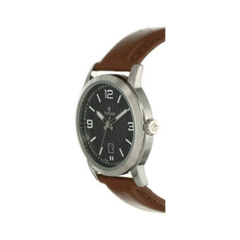 Men’s Brown Leather Strap Analog Watch | Silver Dial Classic Premium Wrist Watch