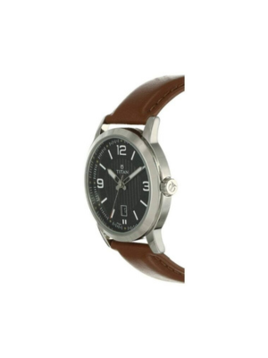 Men’s Brown Leather Strap Analog Watch | Silver Dial Classic Premium Wrist Watch