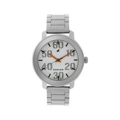 Men’s Silver Stainless Steel Analog Watch | Premium White Dial Elegant Wrist Watch