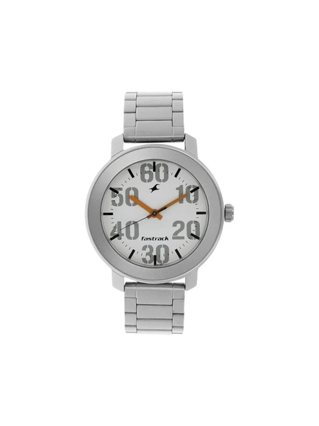 Men’s Silver Stainless Steel Analog Watch | Premium White Dial Elegant Wrist Watch