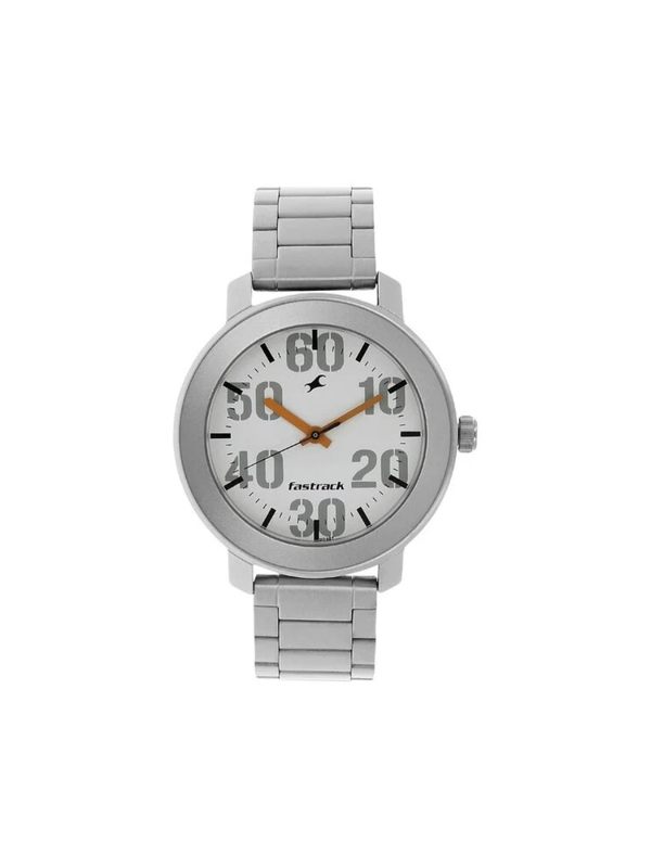 Men’s Silver Stainless Steel Analog Watch | Premium White Dial Elegant Wrist Watch