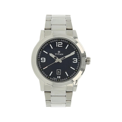 Men’s Silver Stainless Steel Analog Watch | Black Dial Premium Elegant Wrist Watch