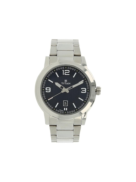 Men’s Silver Stainless Steel Analog Watch | Black Dial Premium Elegant Wrist Watch