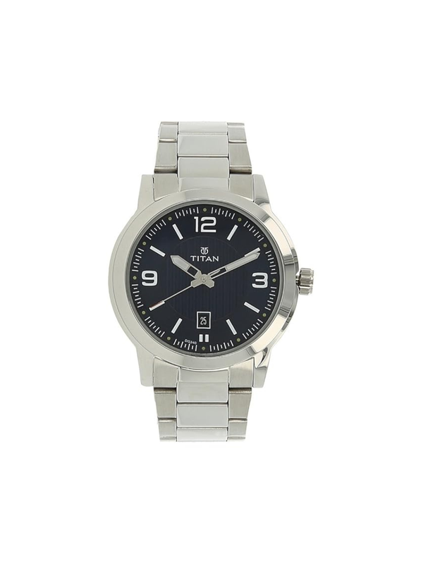 Men’s Silver Stainless Steel Analog Watch | Black Dial Premium Elegant Wrist Watch