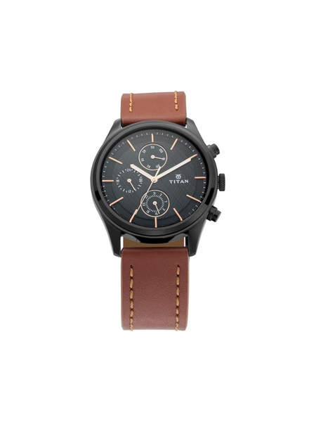 Men’s Black Leather Strap Analog Watch | Elegant White Dial Premium Wrist Watch