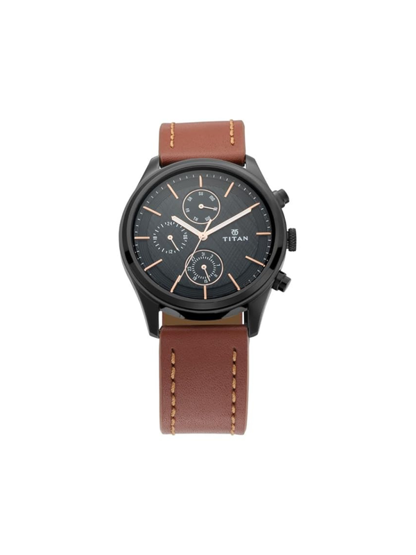 Men’s Black Leather Strap Analog Watch | Elegant White Dial Premium Wrist Watch