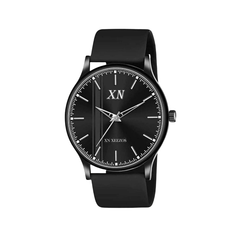 Men’s Black Dial Watch – Square Case, Black Stainless Steel Strap