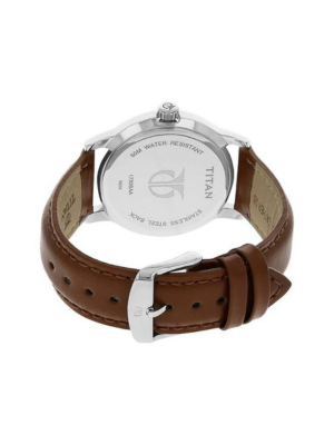 Men’s Brown Leather Strap Analog Watch | Silver Dial Classic Premium Wrist Watch