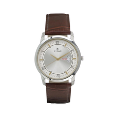 Men’s Brown Leather Strap Analog Watch | White Dial Premium Classic Wrist Watch