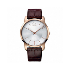 Men’s Premium Watch – Silver Dial, Brown Leather Strap, Rose Gold Case