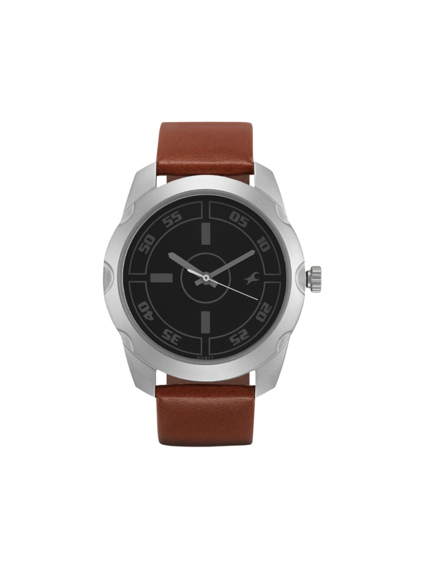 Men’s Brown Leather Strap Analog Watch | White Dial Premium Classic Wrist Watch